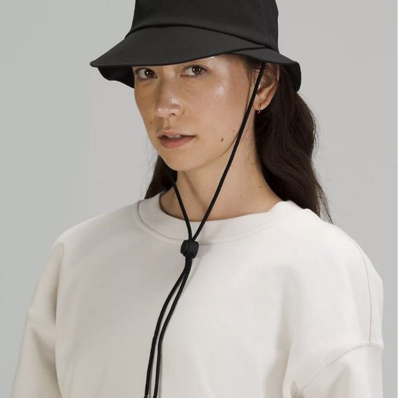 Lululemon Wide Brim Bucket Hat With Strap Black Sz M/L - Picture 4 of 4